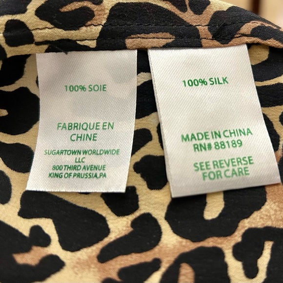 Lilly Pulitzer Leopard Print, Elsa shirt - 100% silk - Picture 6 of 8